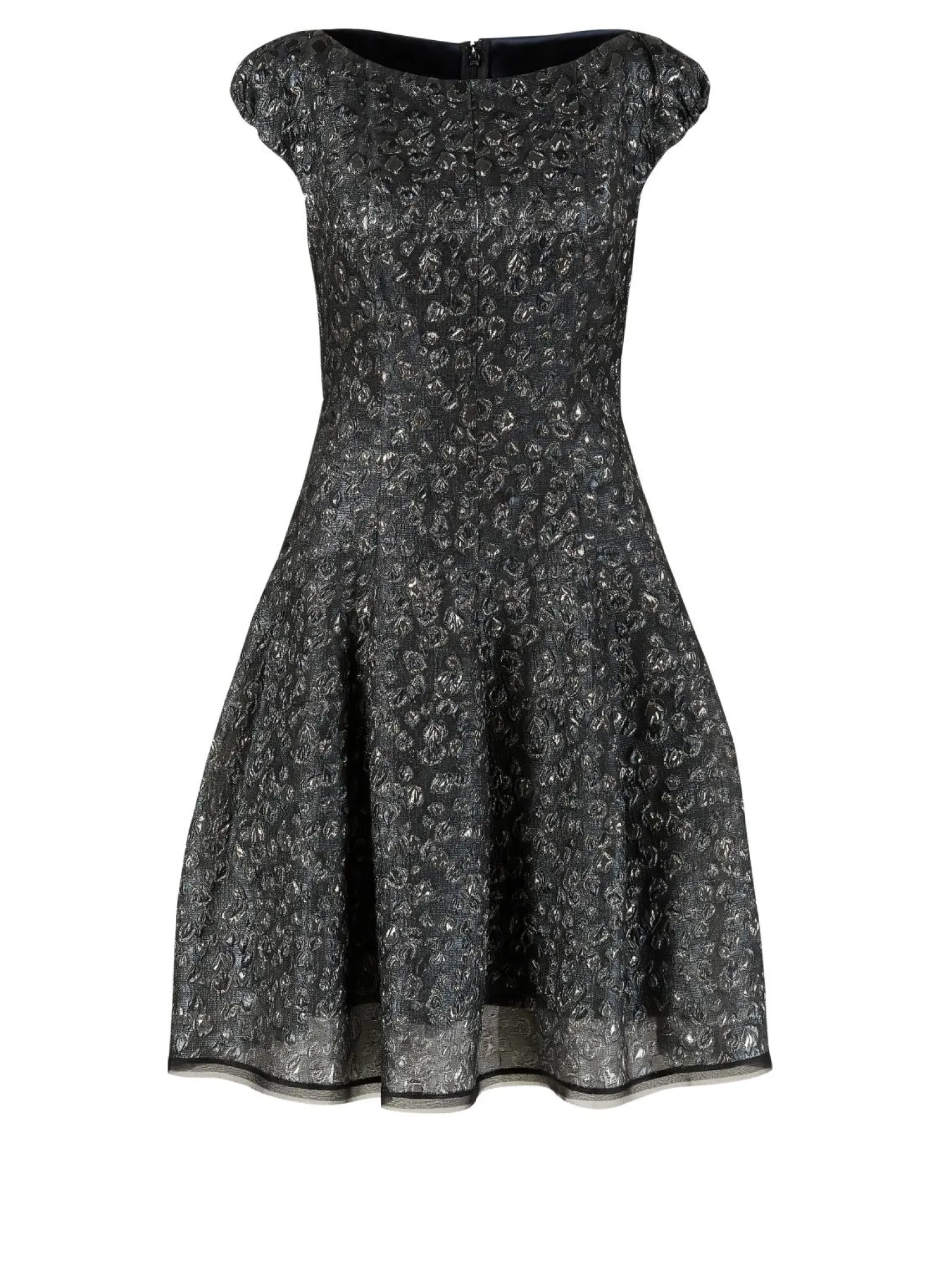 Kleid mit Blüten-Applikation Grau/Blau
