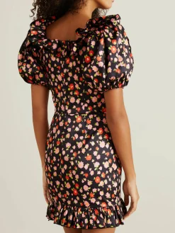 Kleid mit floralem Muster 'Ghita' Schwarz/Multi
