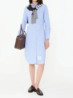 Knielanges Hemdkleid Hellblau