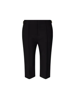 Körperbetonte Capri-Hose aus Wollcrêpe Schwarz