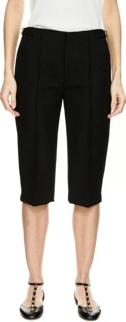 Körperbetonte Capri-Hose aus Wollcrêpe Schwarz