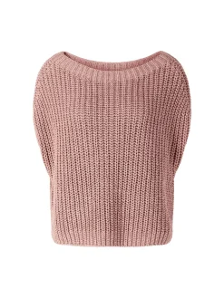 Kurzarmpullover 'Avelin' aus Seide und Leinen Rosenholz