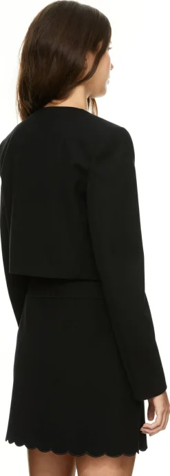 Kurze Blousonjacke mit Muschelsaum Schwarz
