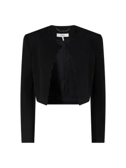Kurze Blousonjacke mit Muschelsaum Schwarz