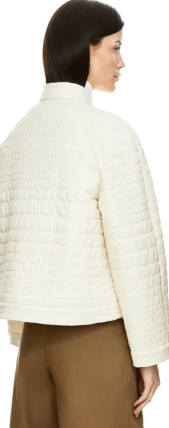Kurze Daunenjacke 'Aubrieta' mit geometrischer Steppung Beige