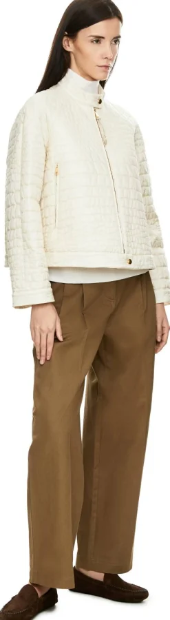 Kurze Daunenjacke 'Aubrieta' mit geometrischer Steppung Beige