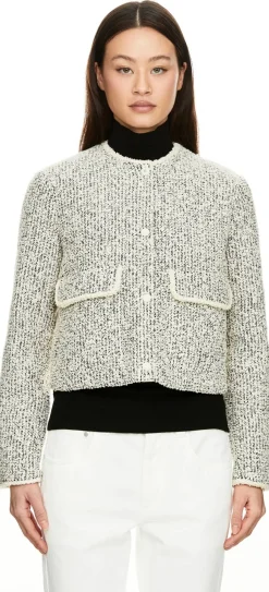 Kurze Daunenjacke 'Dauphine' aus Bouclé Crème