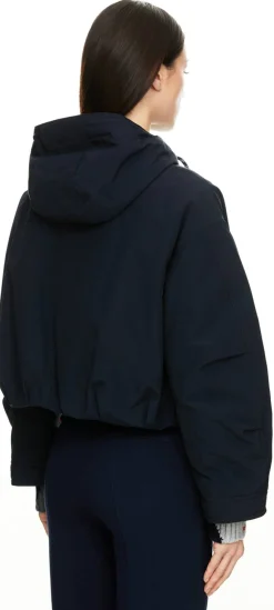 Kurze Daunenjacke 'Eucalyptus' mit Kapuze Marineblau