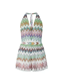 Kurzer Jumpsuit mit Dégradé-Zickzack-Muster Multi