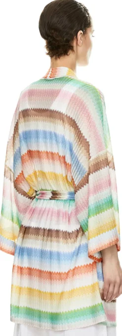Kurzer Kimono mit Dégradé-Zickzack-Muster Multi