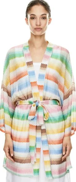 Kurzer Kimono mit Dégradé-Zickzack-Muster Multi