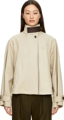 Kurzer Parka aus Baumwolle und Seide Beige