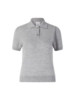 Kurzärmeliger Cashmere-Pullover mit Puffärmeln Grau