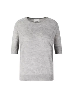 Kurzärmeliger Cashmere-Pullover Grau