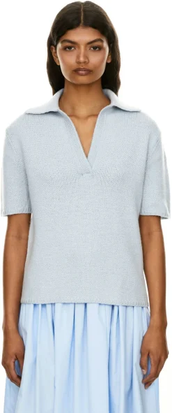 Kurzärmeliger Cashmere-Pullover 'Sohan Polo' Hellblau