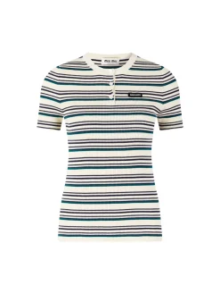 Kurzärmeliger Pullover mit Logo Beige