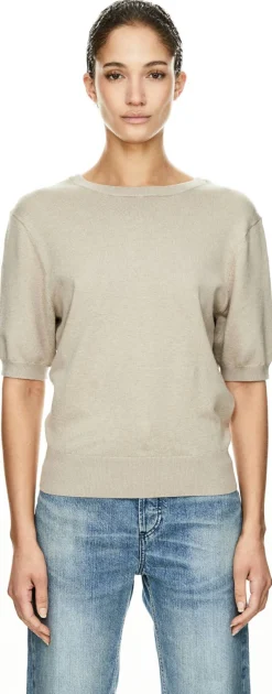 Kurzärmeliger Seiden-Cashmere-Pullover Summer Taupe