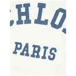 Kurzärmeliges Kleid mit Logo Motiv Crème