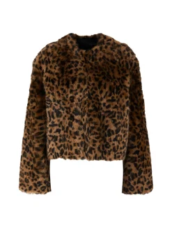 Lammfelljacke 'Elan' mit Leopardenmuster Braun/Schwarz