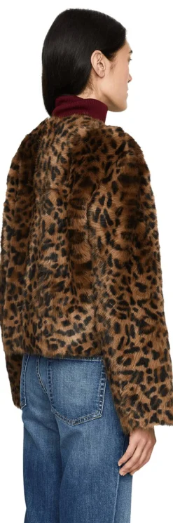 Lammfelljacke 'Elan' mit Leopardenmuster Braun/Schwarz