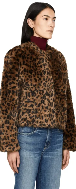 Lammfelljacke 'Elan' mit Leopardenmuster Braun/Schwarz