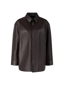 Lammlederjacke mit Intrecciato Kragen Dark Carrubo