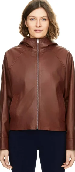 Lammlederjacke mit Kapuze Braun