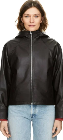 Lammlederjacke mit Kapuze Dunkelbraun