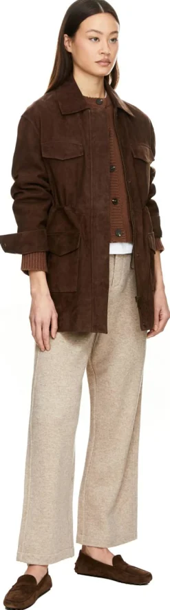 Lamm-Velourslederjacke 'Sadie' Dunkelbraun