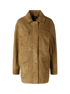 Lamm-Velourslederjacke 'Sadie' Olivgrün
