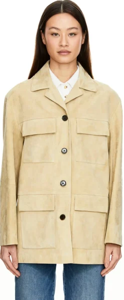 Lamm-Velourslederjacke 'Sendy' Beige