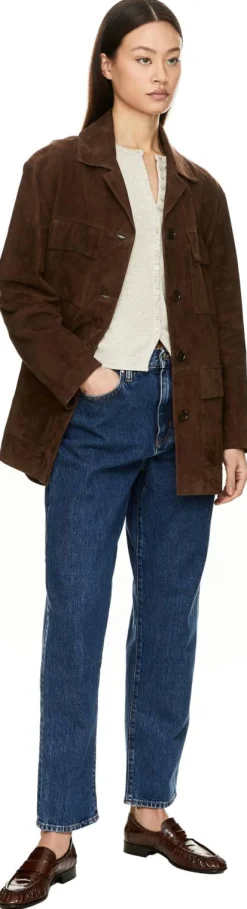 Lamm-Velourslederjacke 'Sendy' Dunkelbraun