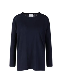 Langarmshirt aus Leinen Marineblau