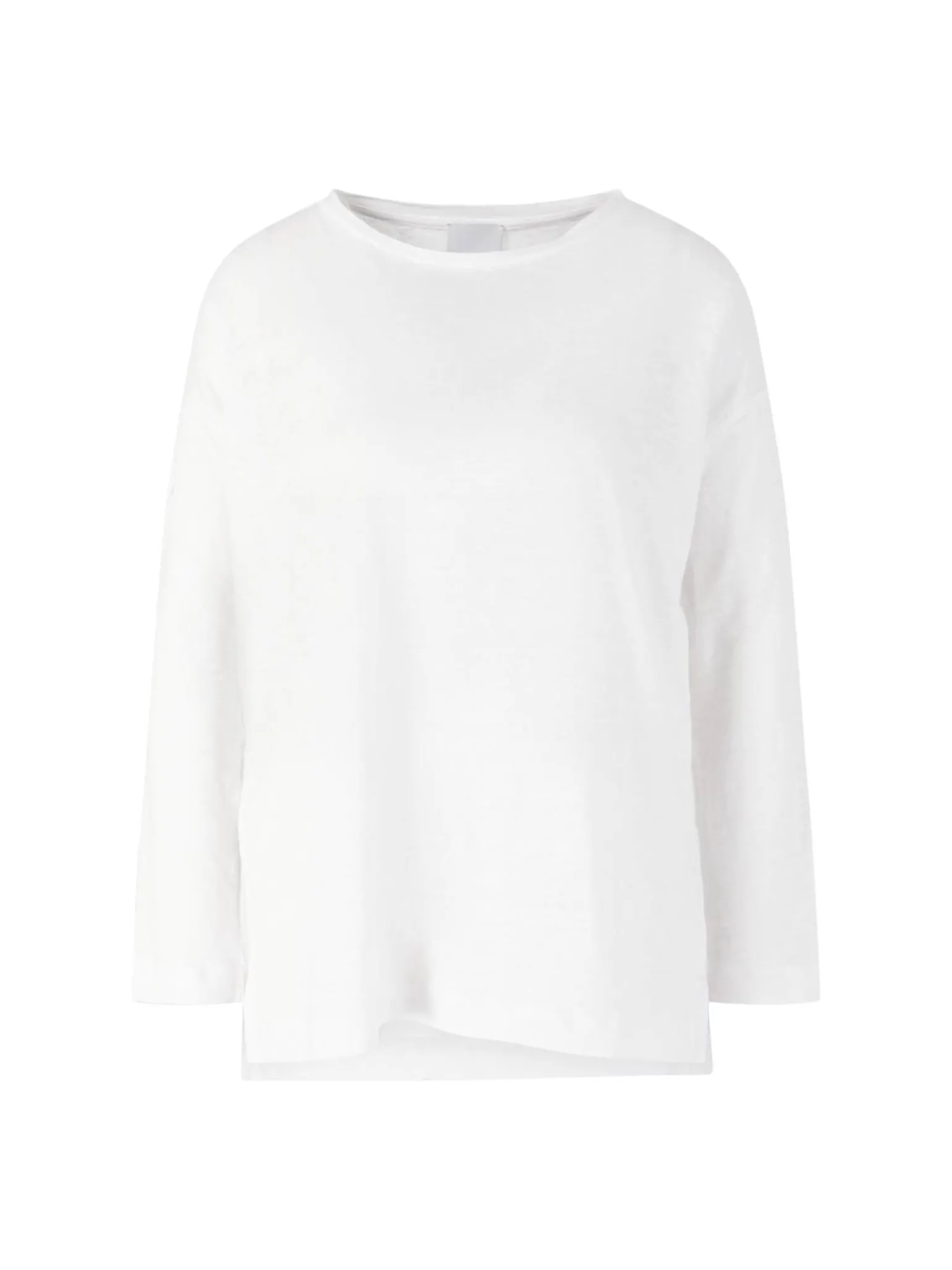 Langarmshirt aus Leinen mit U-Boot Ausschnitt Crème