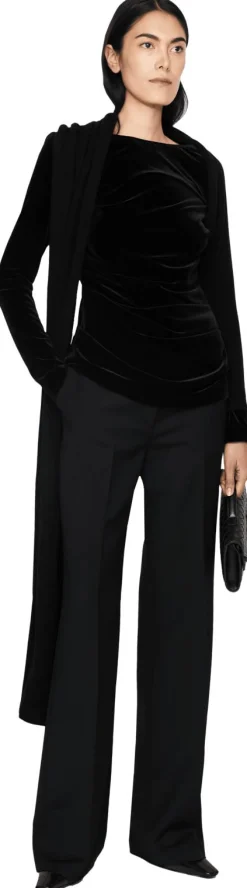 Langarmshirt aus Samt Schwarz