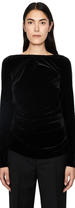 Langarmshirt aus Samt Schwarz