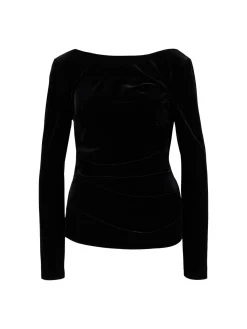 Langarmshirt aus Samt Schwarz