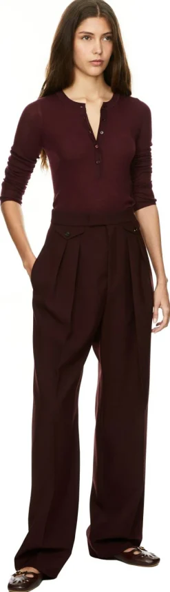 Langarmshirt aus Wolle mit Logo-Stickerei Bordeaux