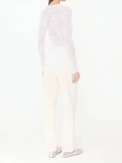 Langarmshirt 'Ithaca' mit Lochmuster Crème