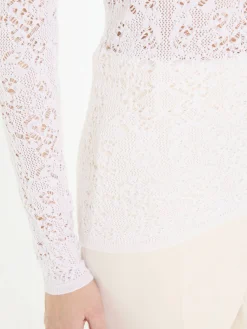 Langarmshirt 'Ithaca' mit Lochmuster Crème