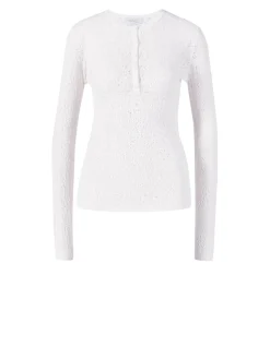 Langarmshirt 'Ithaca' mit Lochmuster Crème