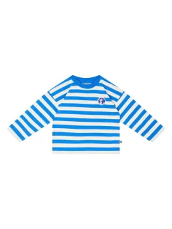 Langarmshirt mit Earth-Patch Blau/Crème