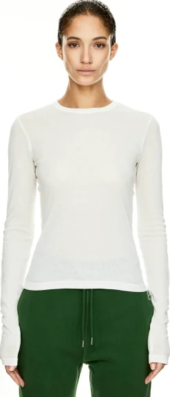 Langarmshirt mit Rundhalsausschnitt Crème