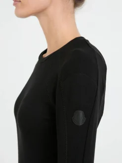 Langarmshirt mit Stickerei Schwarz