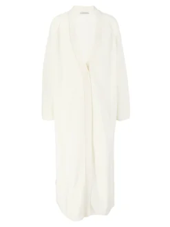 Lange Cashmere-Strickjacke Crème