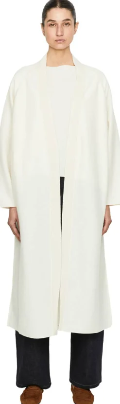 Lange Cashmere-Strickjacke Crème
