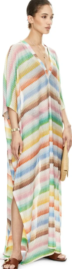 Langer Kaftan mit Dégradé-Zickzack-Muster Multi