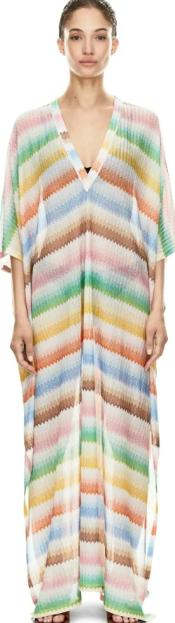 Langer Kaftan mit Dégradé-Zickzack-Muster Multi