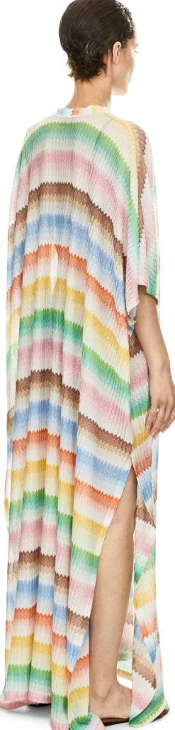 Langer Kaftan mit Dégradé-Zickzack-Muster Multi