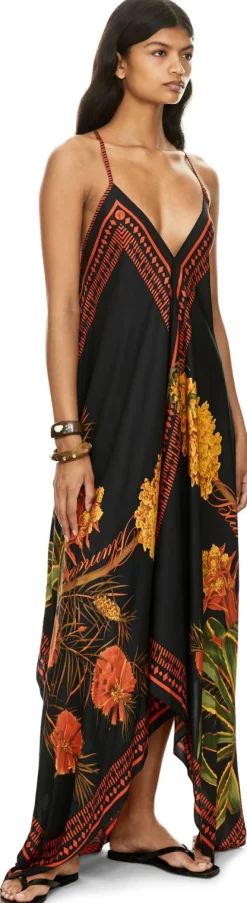 Langes bedrucktes Twillkleid Multi
